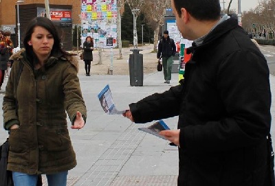 Leafleting in Madrid